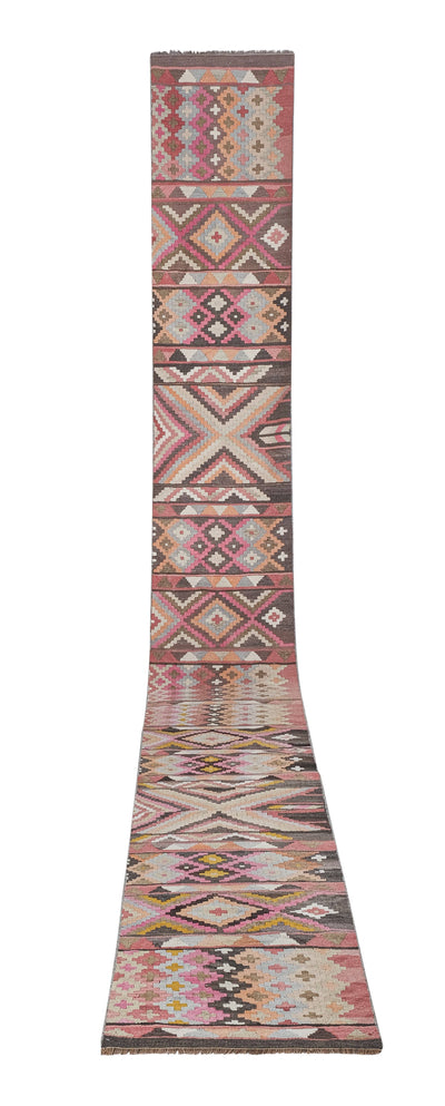 Vintage Turkish Kilim Runner 2'5'' x 20'4''