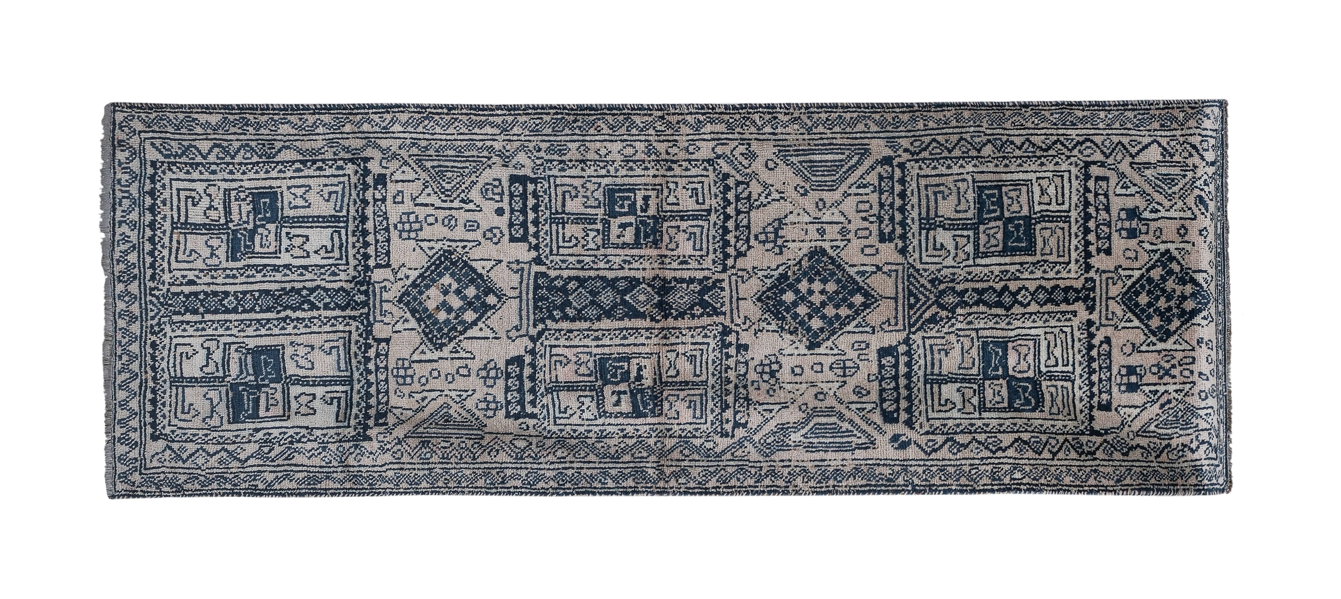 Vintage Herki Runner Rug 3'6'' x 10'4''