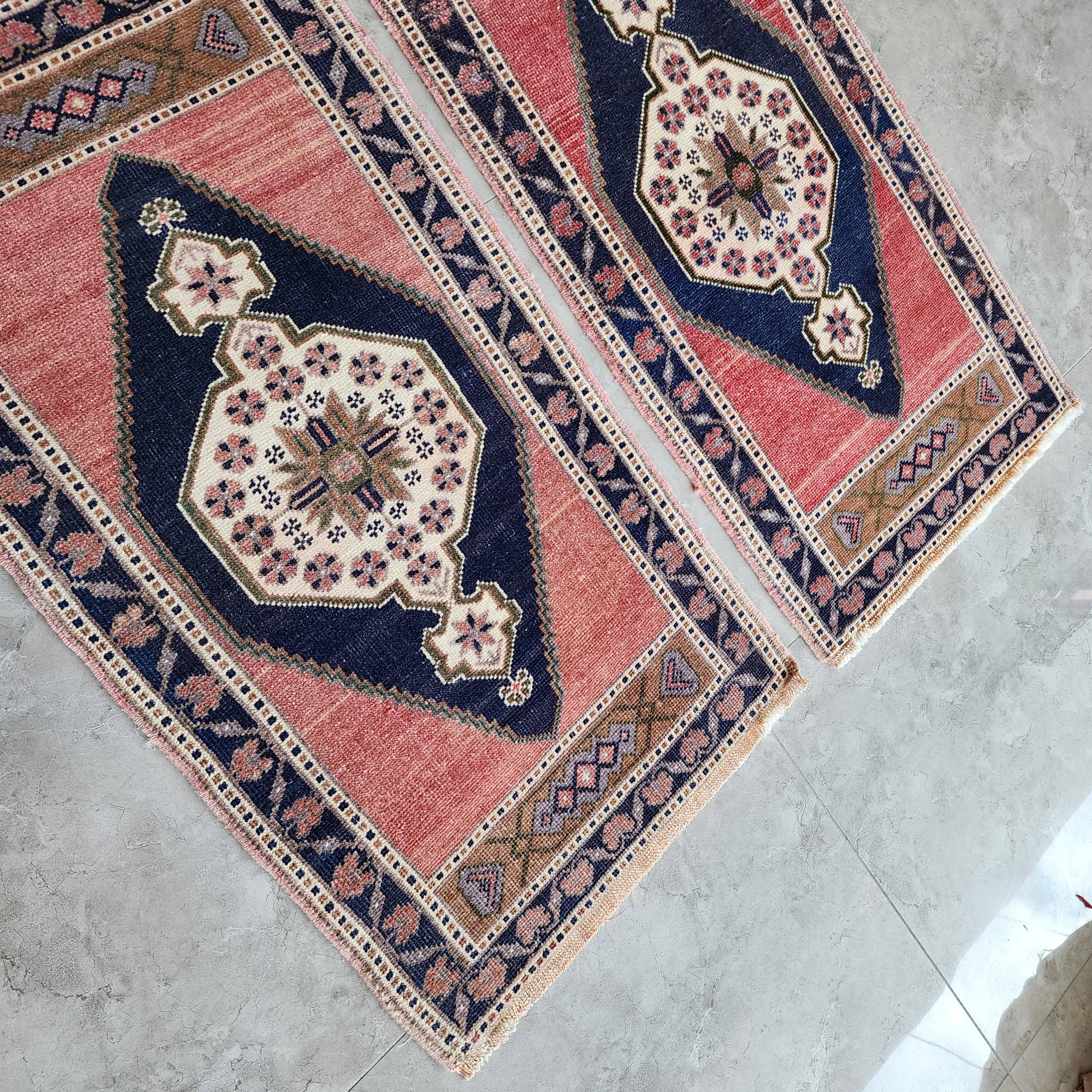 Vintage Oushak Yastik Rugs Set of 2 | 22'' x 41''