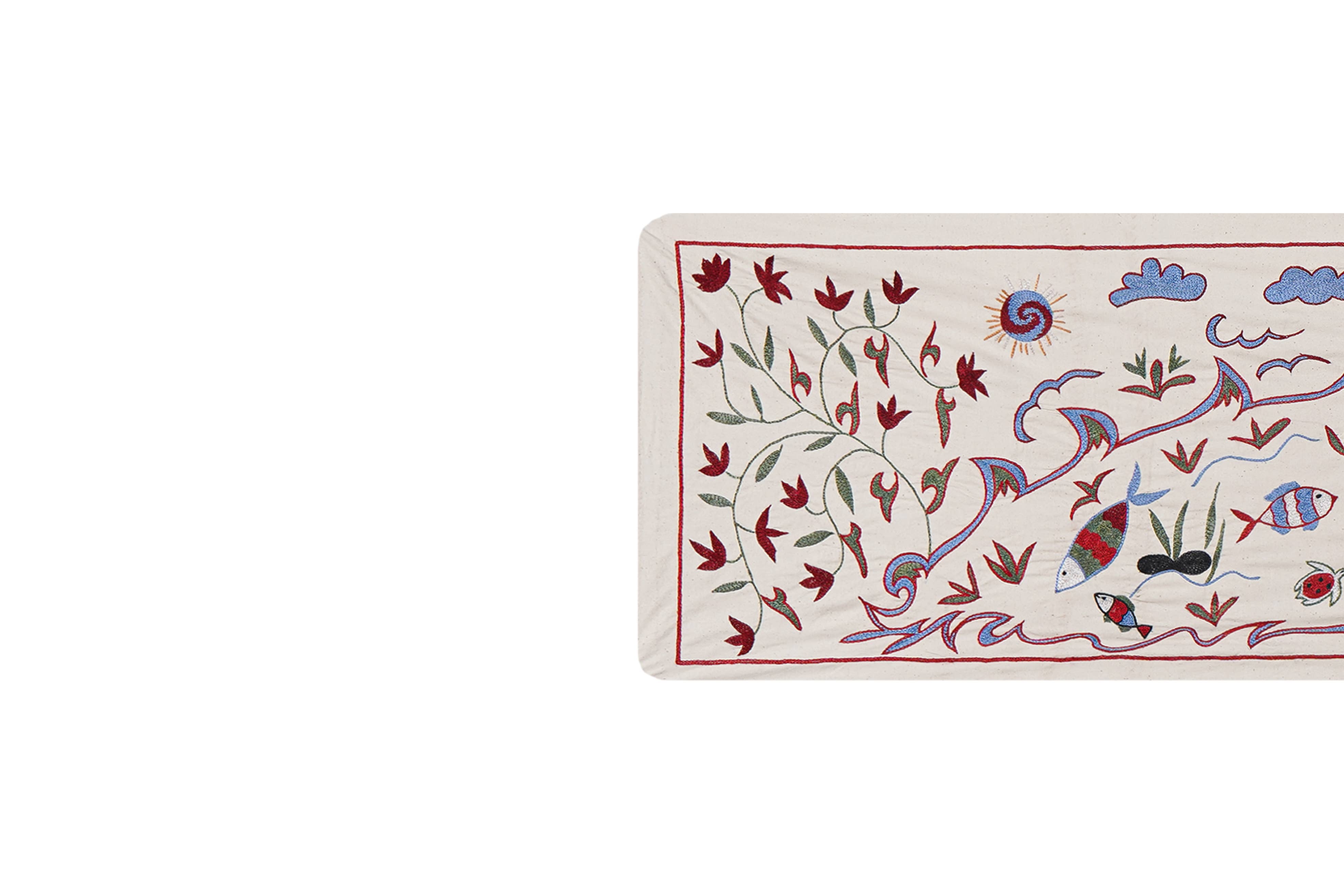 Fish Suzani Wall Hanging & Tablecloth | 20'' x 58''