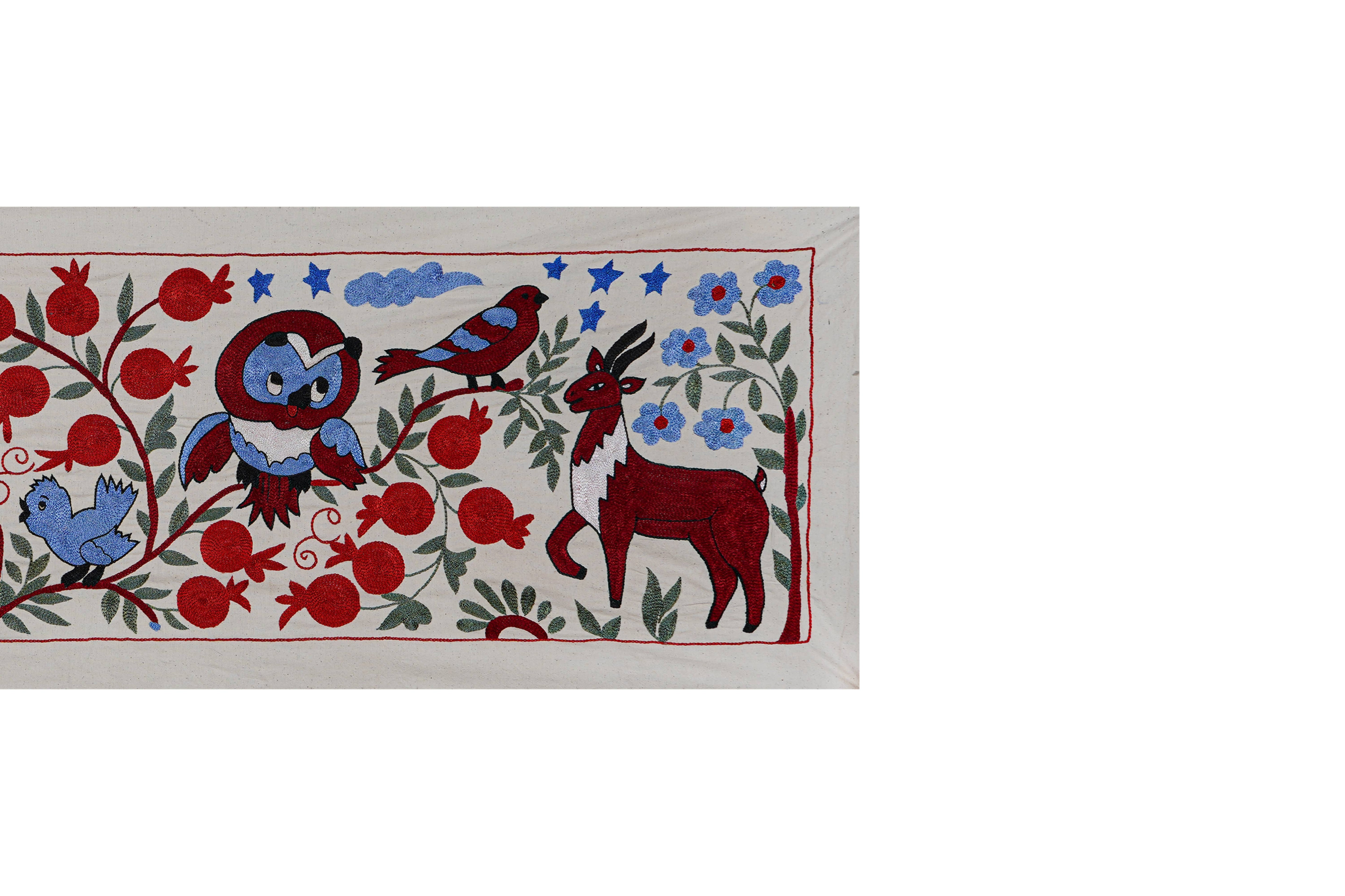 Owl Suzani Table Runner | 18'' x 55''