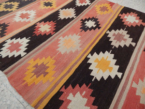 Vintage Turkish Kilim Runner 4'2'' x 9'4''