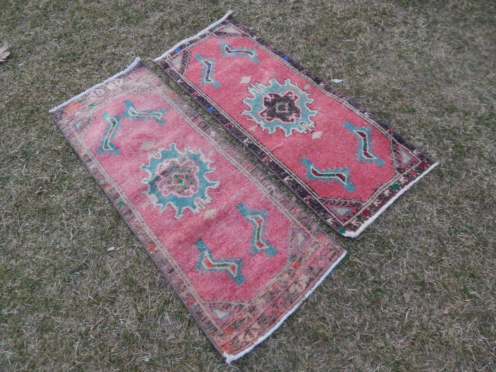 Vintage Turkish Yastik Rugs Set of 2 | 17'' x 44''