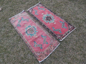 Vintage Turkish Yastik Rugs Set of 2 | 17'' x 44''