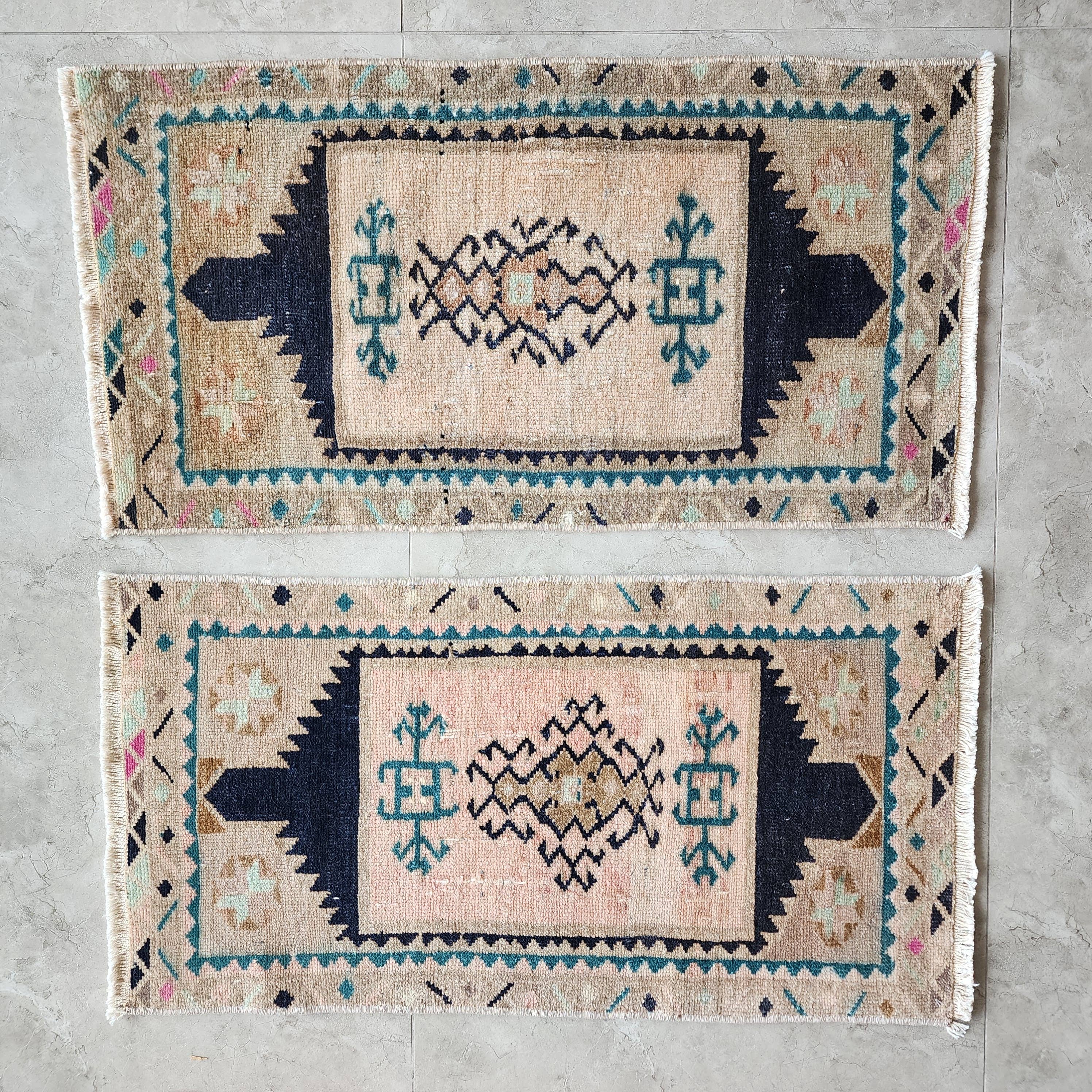 Vintage Turkish Yastik Rugs Set of 2 | 18'' x 34''