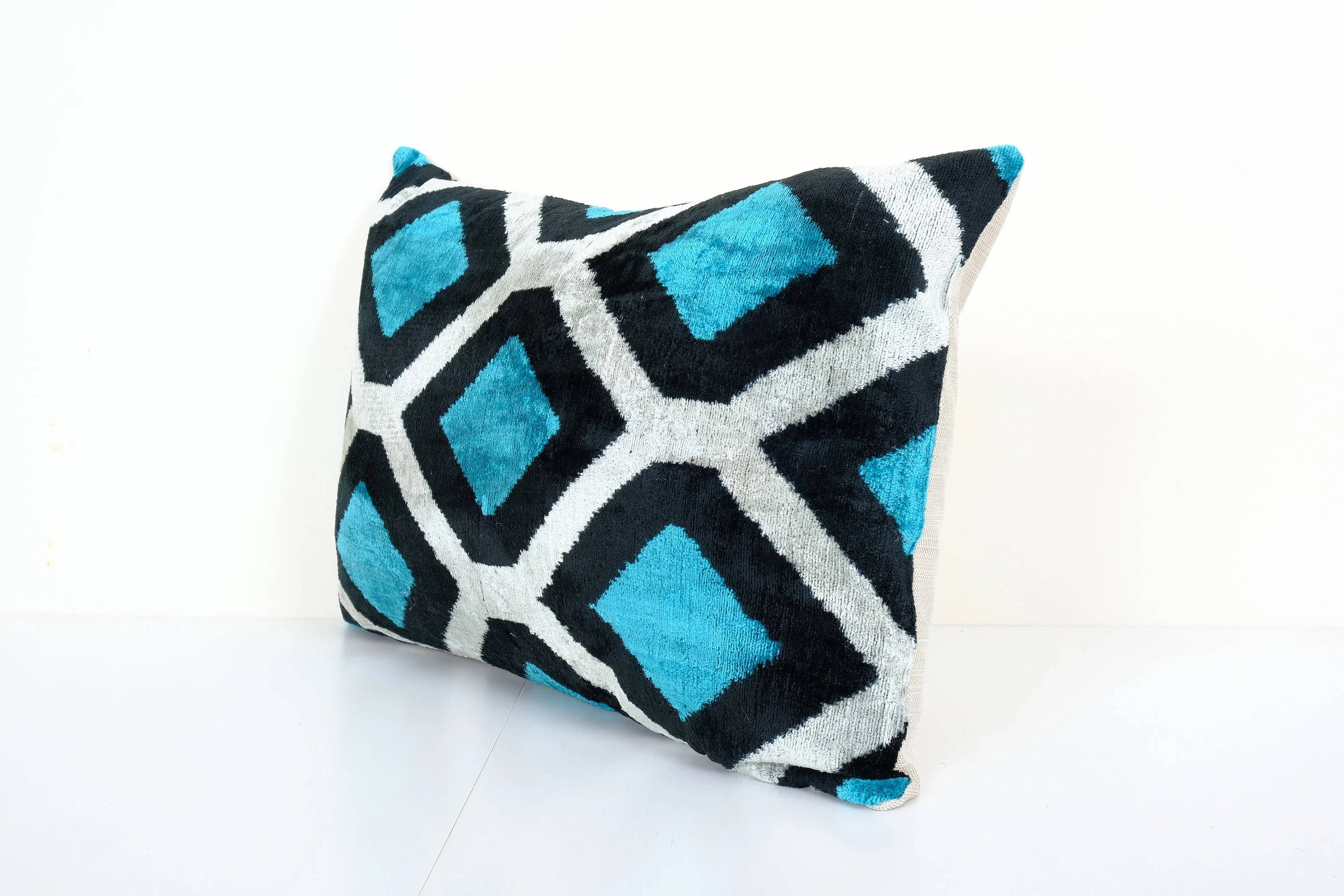 Silk Ikat Velvet Pillow Cover | 16'' x 24''