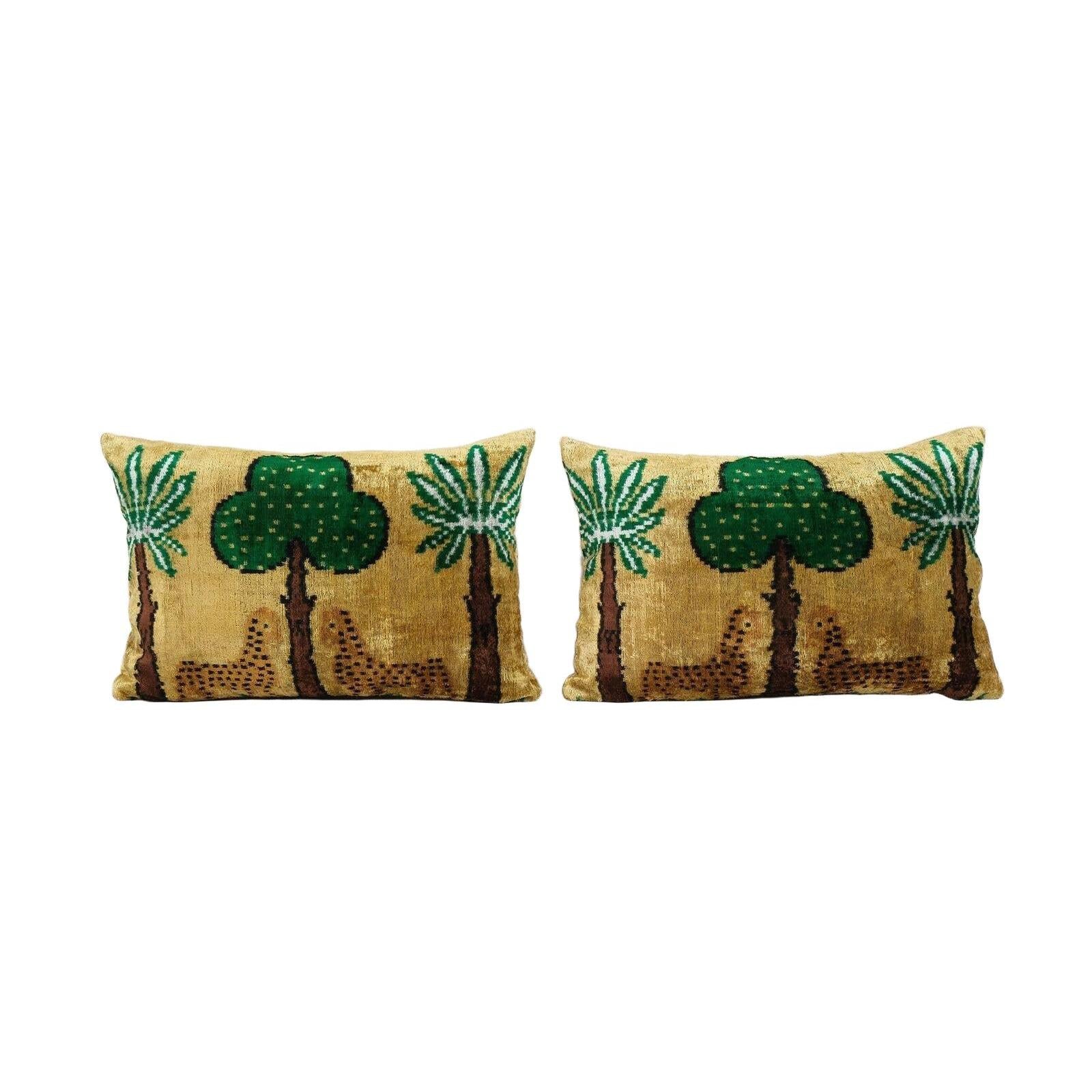 Silk Ikat Velvet Pillow Cover Set of 2 | 16'' x 24''