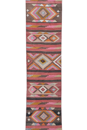 Vintage Turkish Kilim Runner 2'4'' x 23'