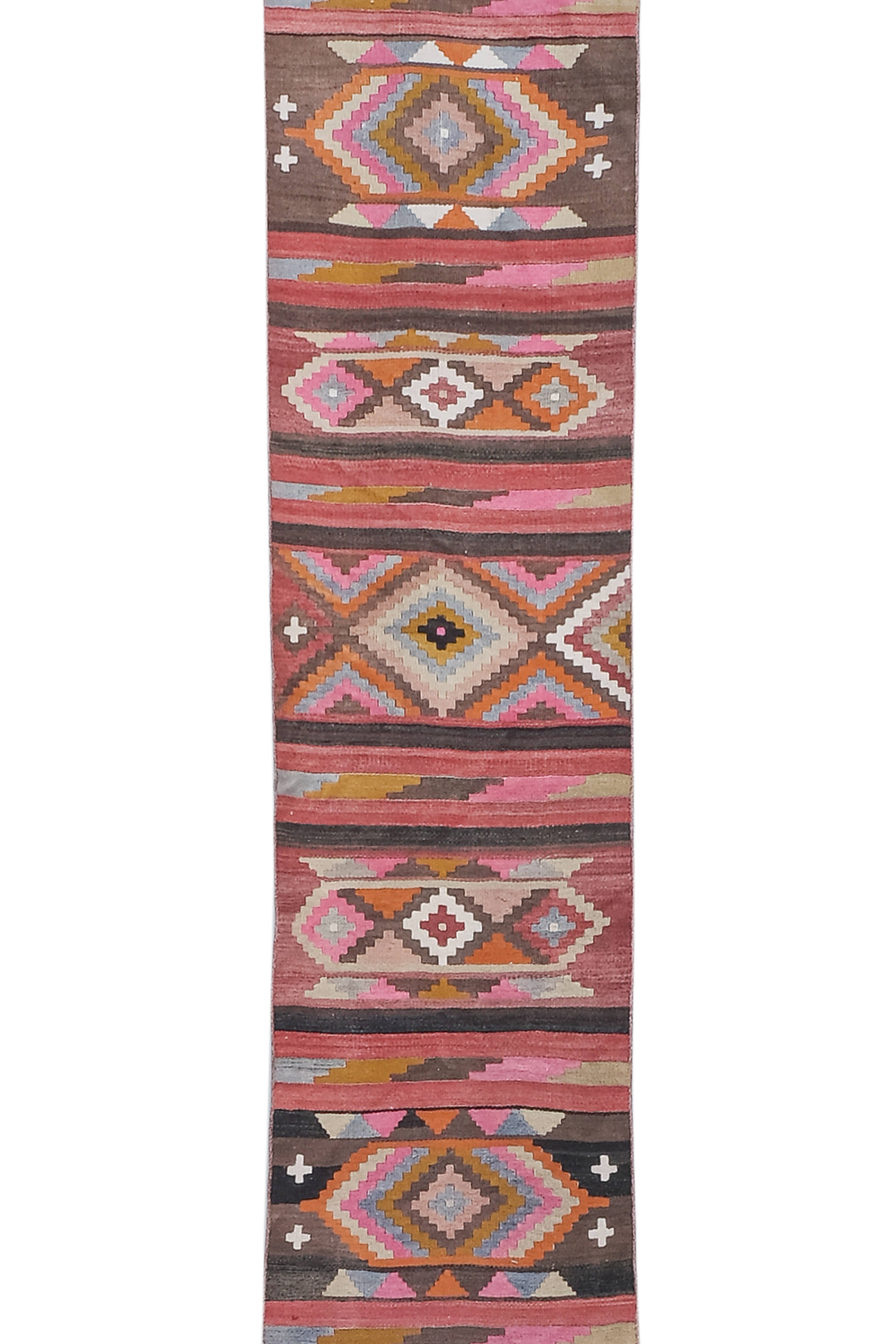 Vintage Turkish Kilim Runner 2'4'' x 23'