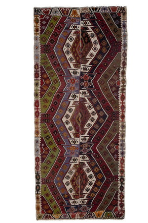 Vintage Turkish Kilim Runner 2'6'' x 12'6''