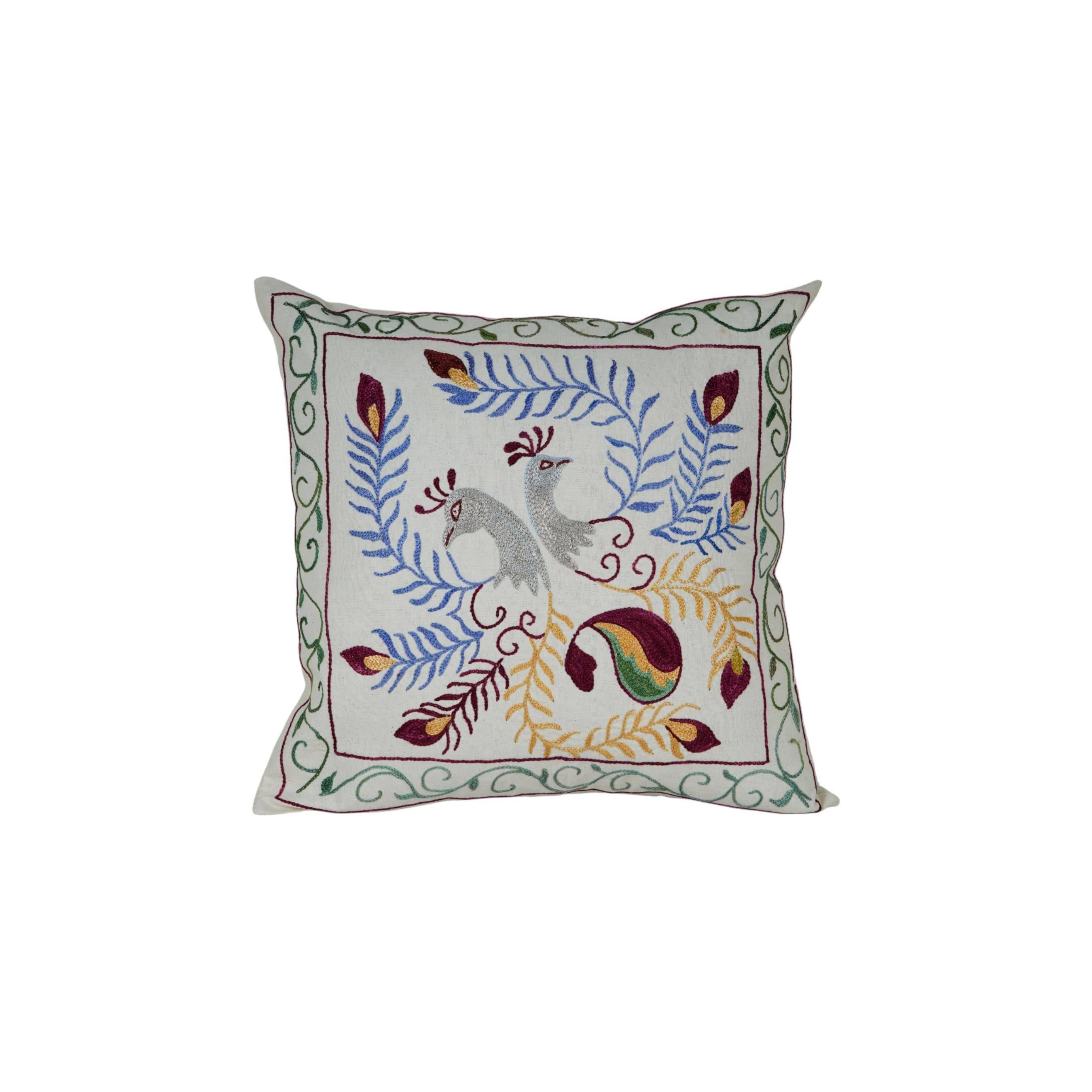 Bird Suzani Pillow Cover | 19'' x 19''