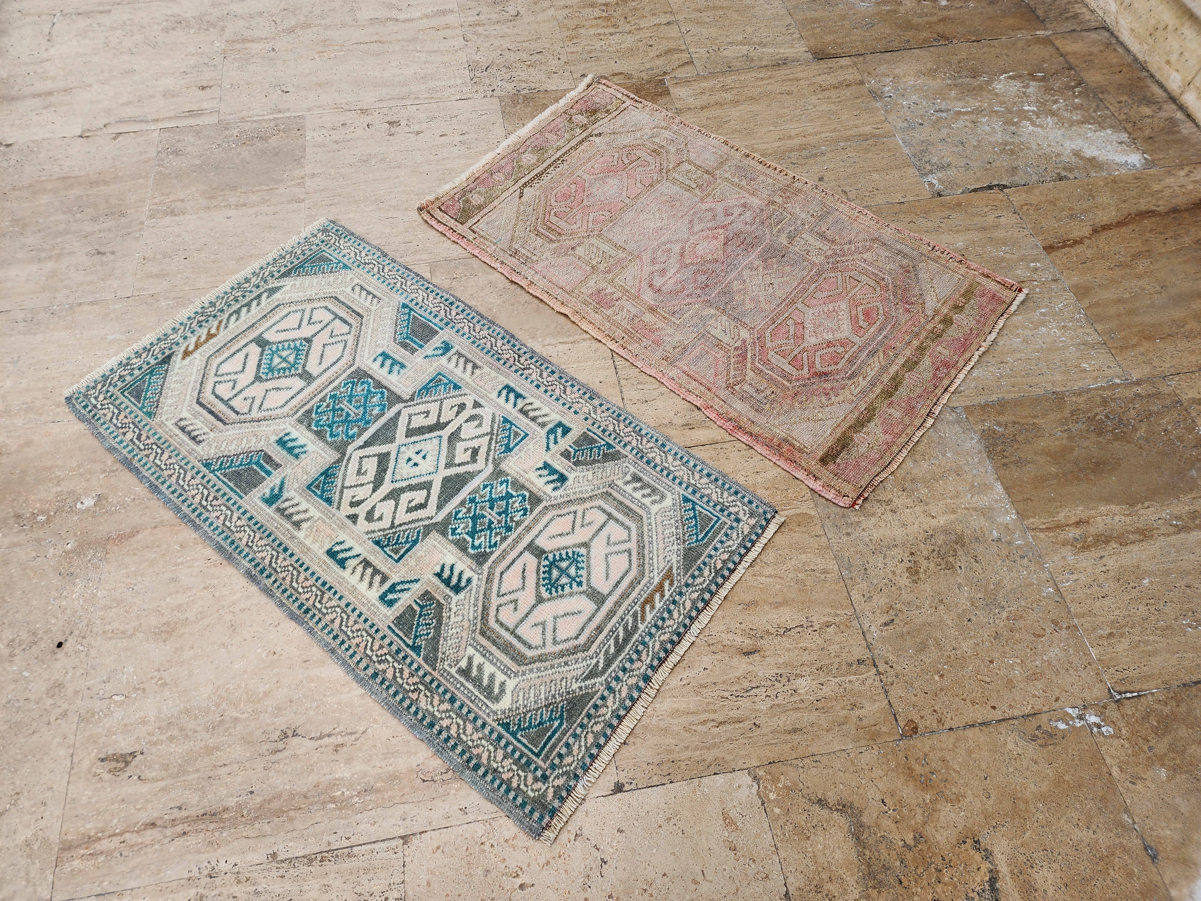 Vintage Turkish Yastik Rugs Set of 2 | 22'' x 36''