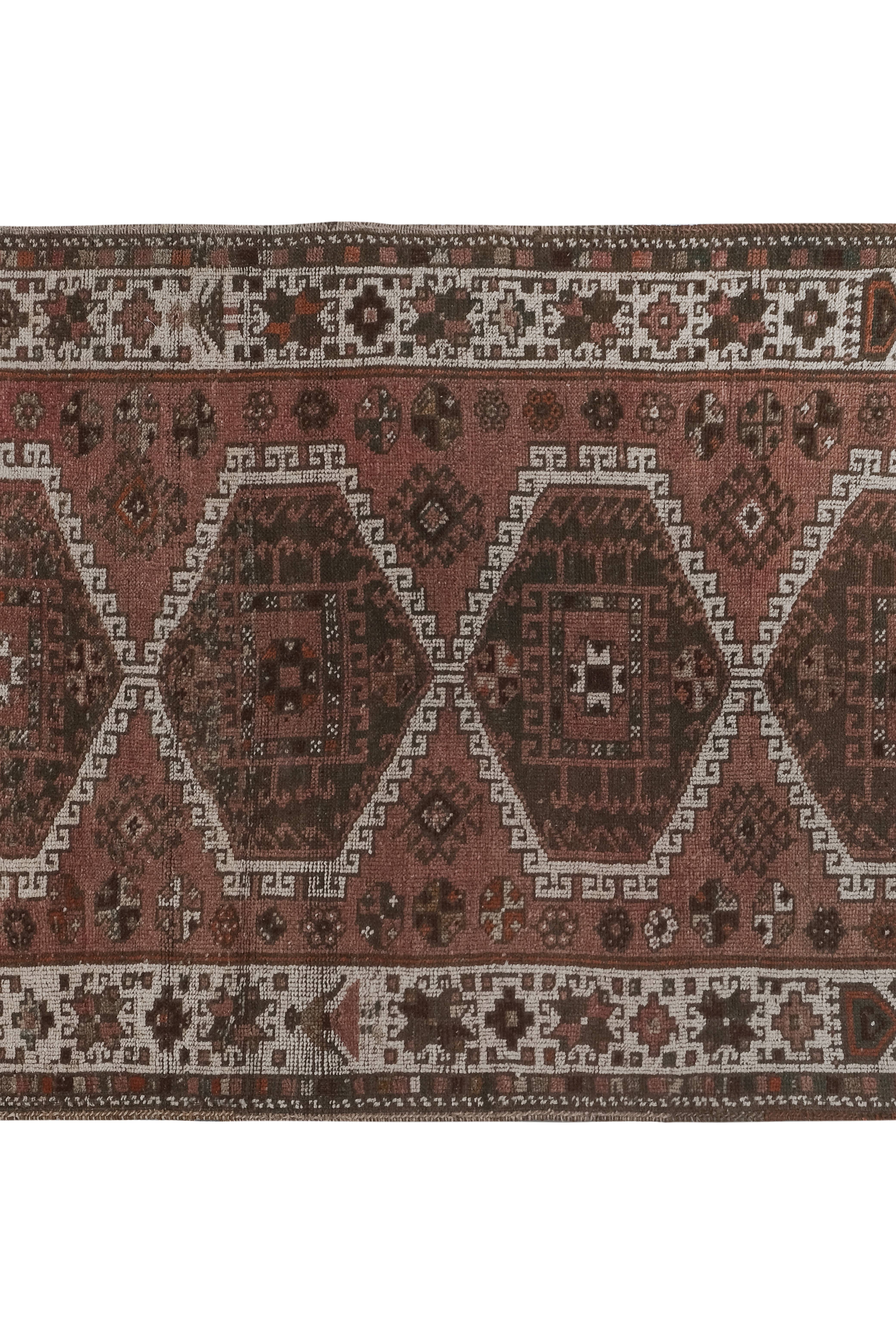 Vintage Kurdish Runner Rug 4'4'' x 8'7''
