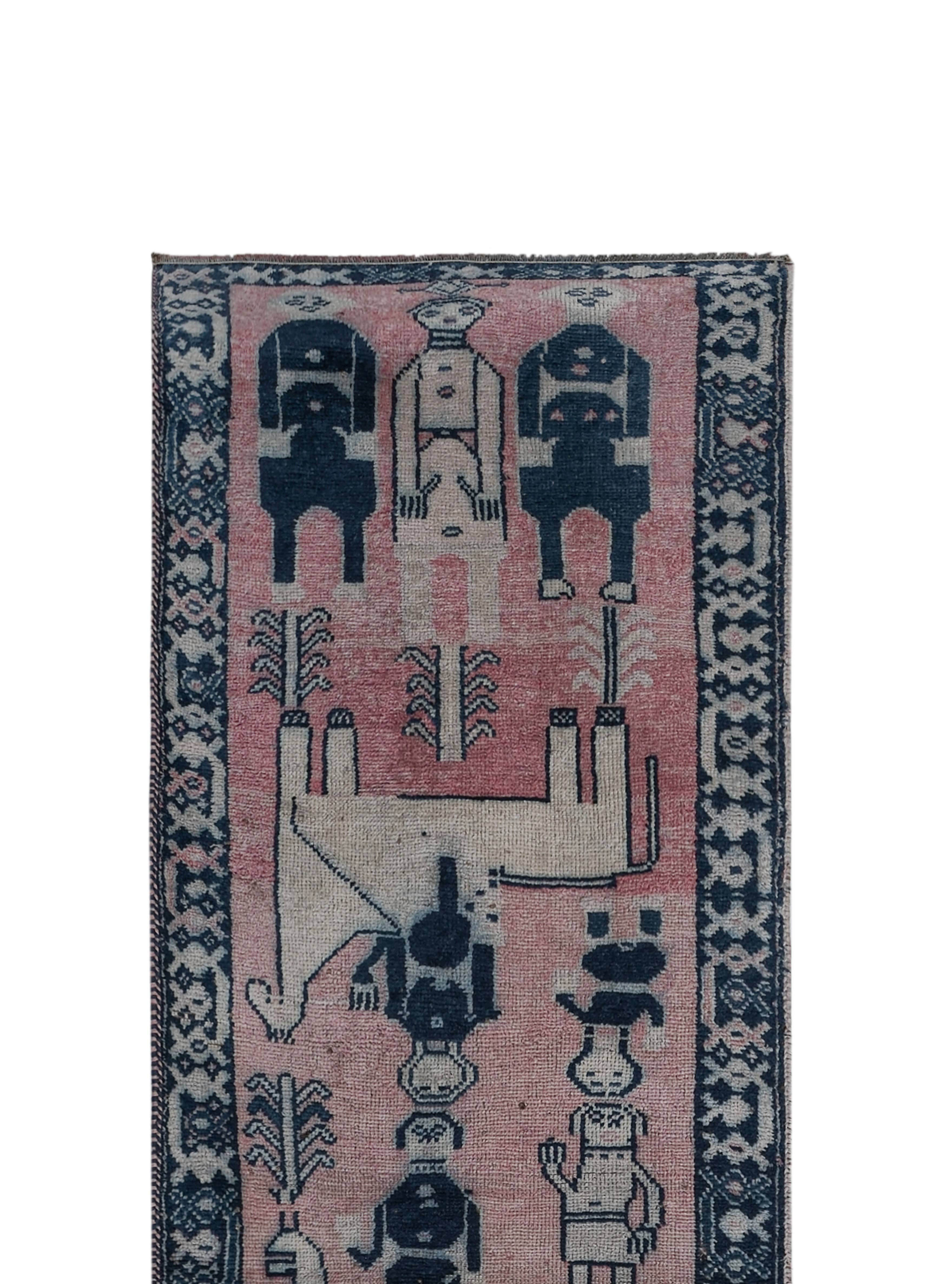 Vintage Turkish Runner Rug 3'4'' x 10'5''