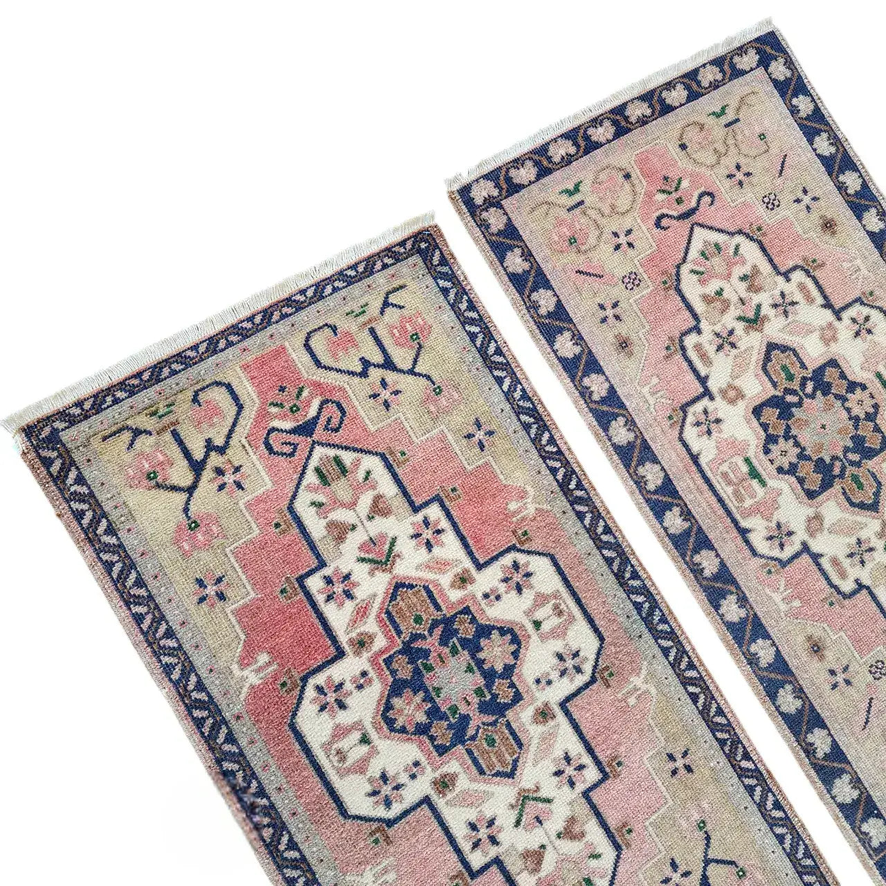 Vintage Turkish Yastik Rug Set of 2 | 1'10'' x 3'3'' & 1'10'' x 3'5''