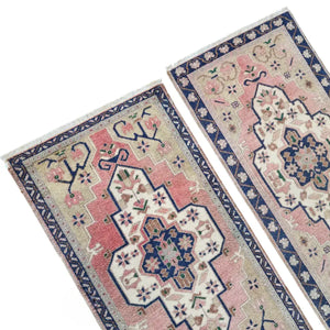 Vintage Turkish Yastik Rug Set of 2 | 1'10'' x 3'3'' & 1'10'' x 3'5''