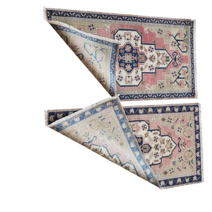 Vintage Turkish Yastik Rug Set of 2 | 1'10'' x 3'3'' & 1'10'' x 3'5''