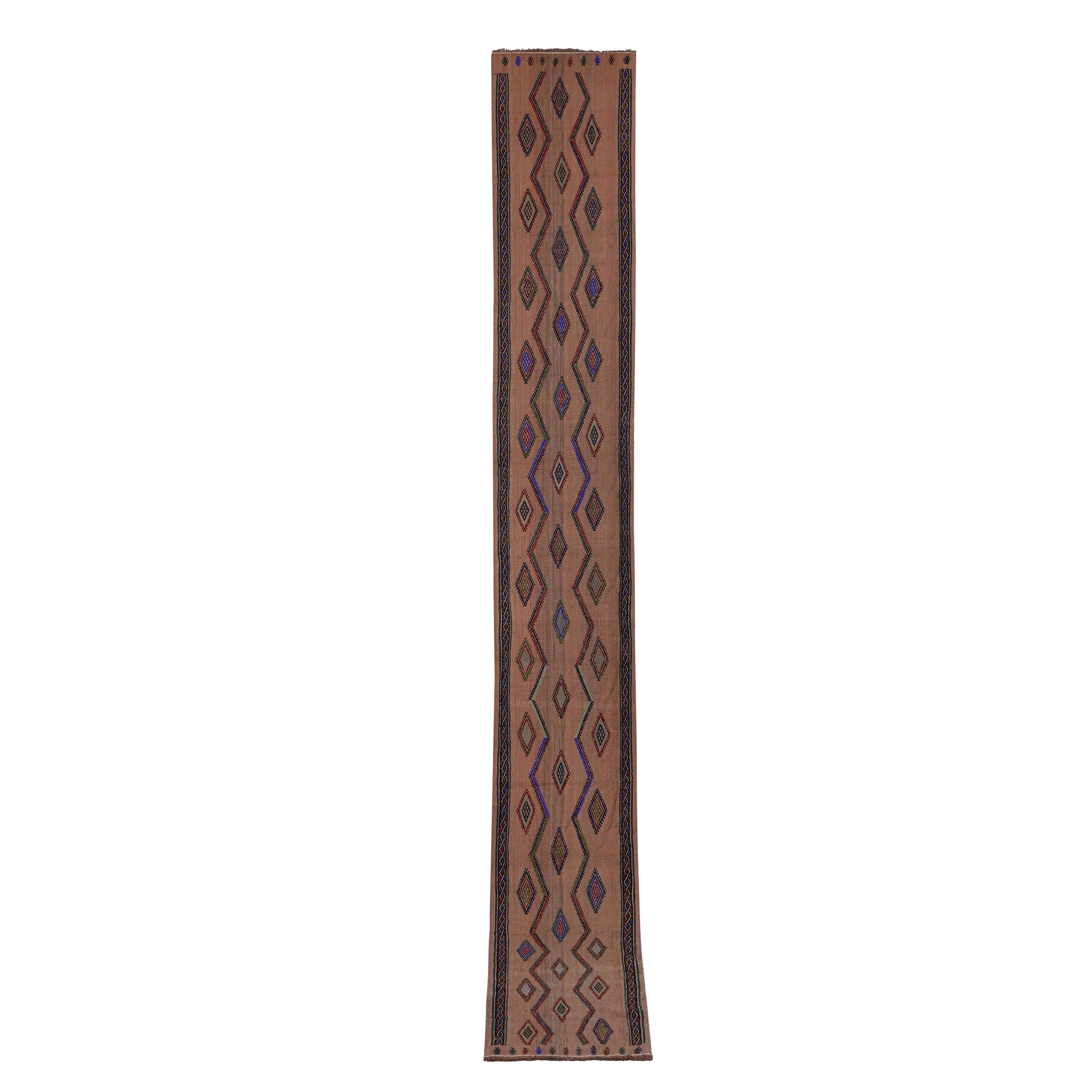Vintage Turkish Jajim Runner 1'7'' x 12'6''