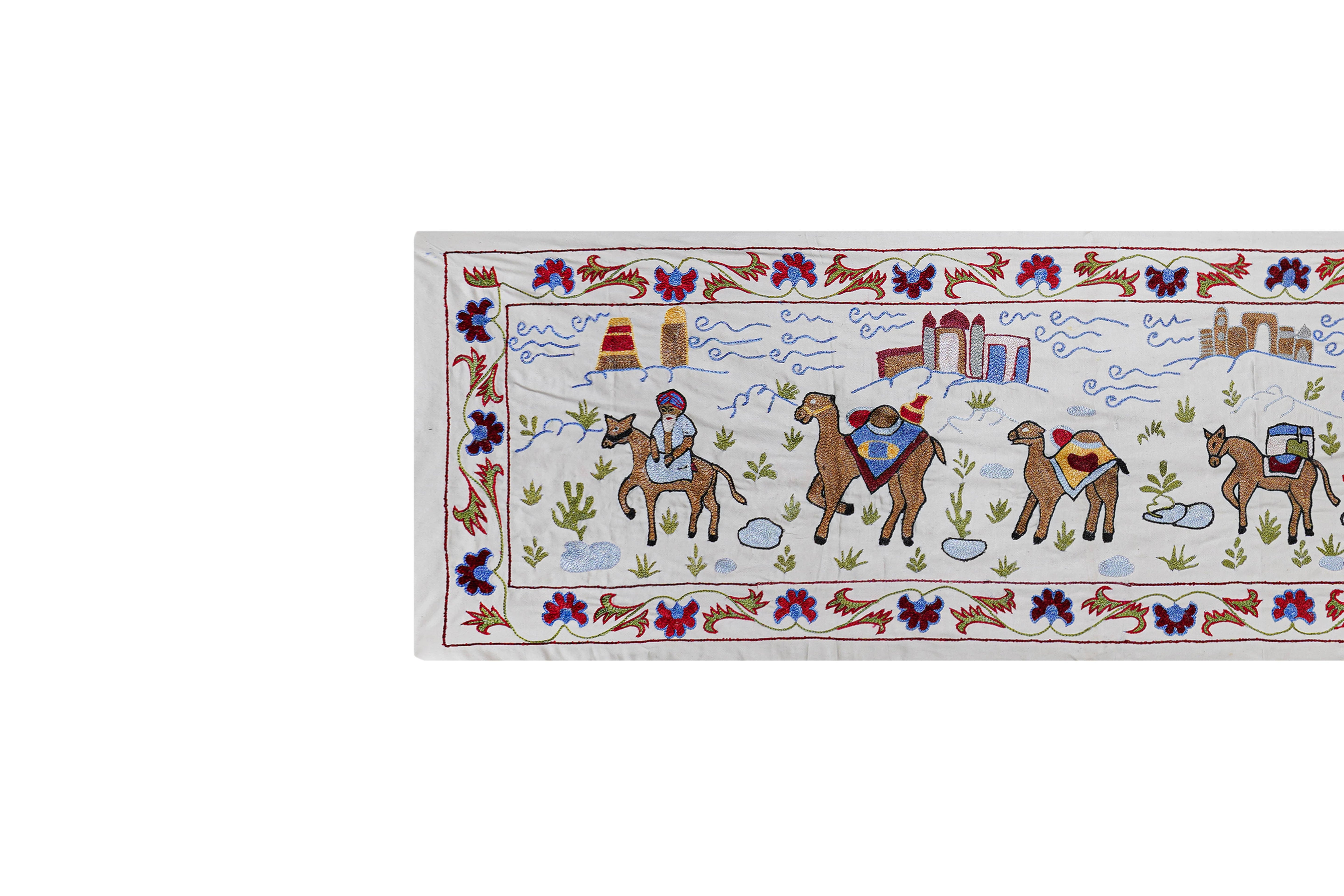 Hand-Embroidered Suzani Table Runner 1'8'' x 6'3''