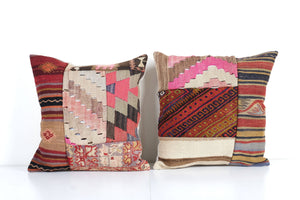 Kilim Patchwork Pillow Cover Set of 2 | 19'' x 19''