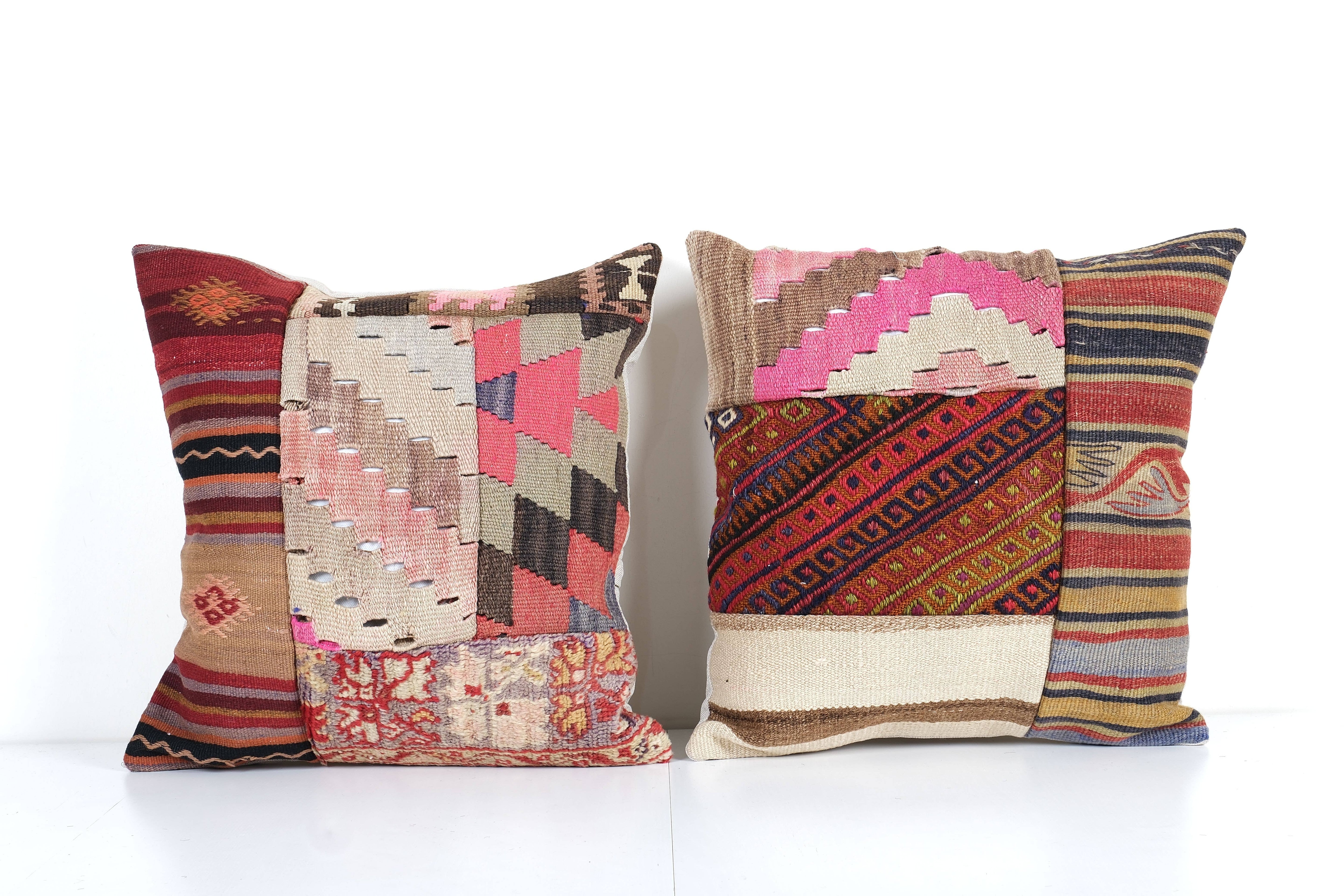 Kilim Patchwork Pillow Cover Set of 2 | 19'' x 19''