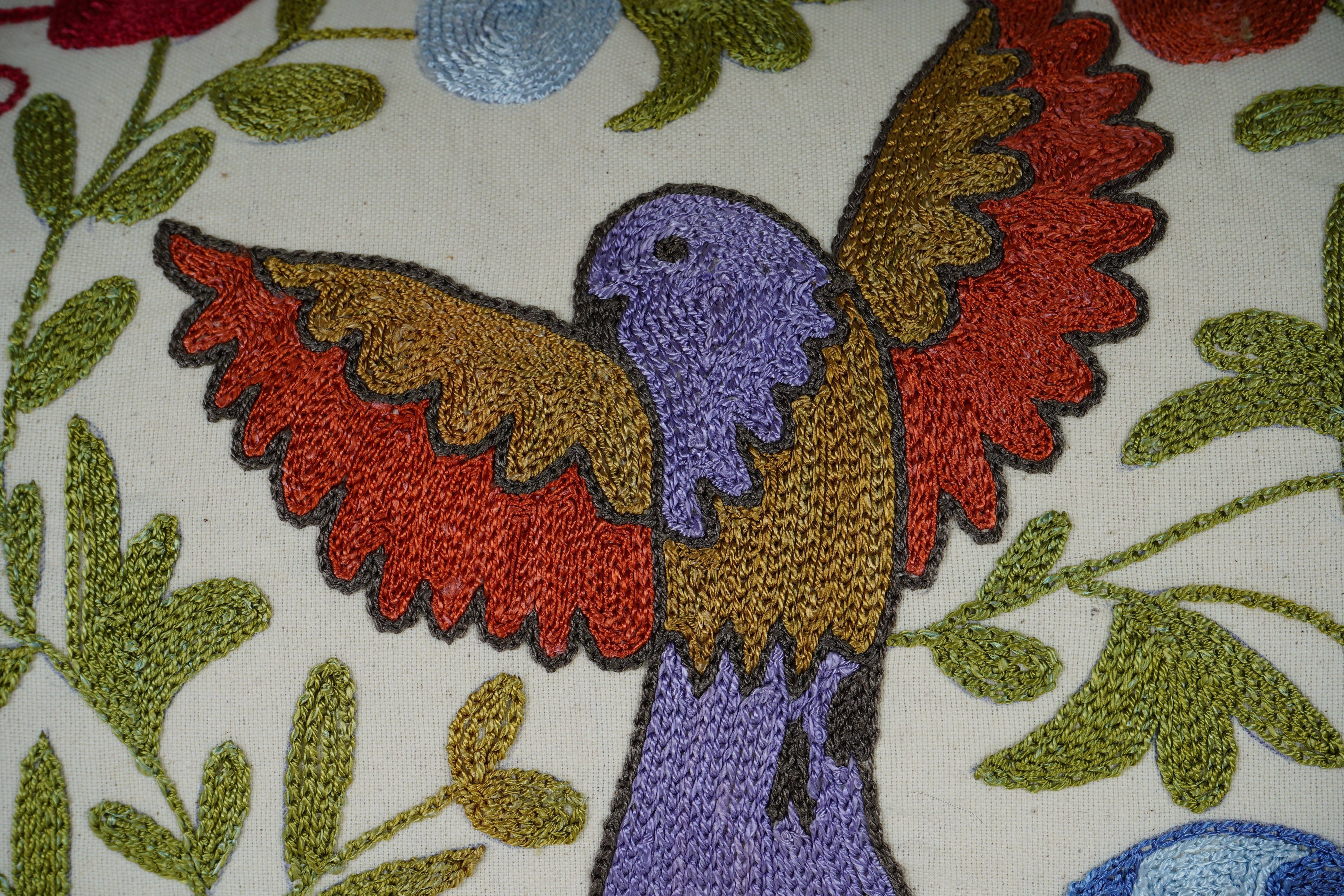 Bird Suzani Bedding Pillow Cover | 18'' x 34''