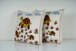 Turtle Suzani Pillow Cover Set of 2 | 19'' x 19''