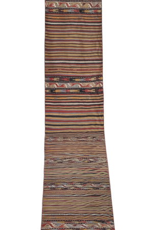 Vintage Turkish Kilim Runner 2'5'' x 25'4''