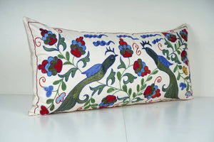 Bird Suzani Bedding Pillow Cover | 16'' x 33''