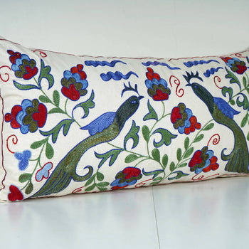 Bird Suzani Bedding Pillow Cover | 16'' x 33''