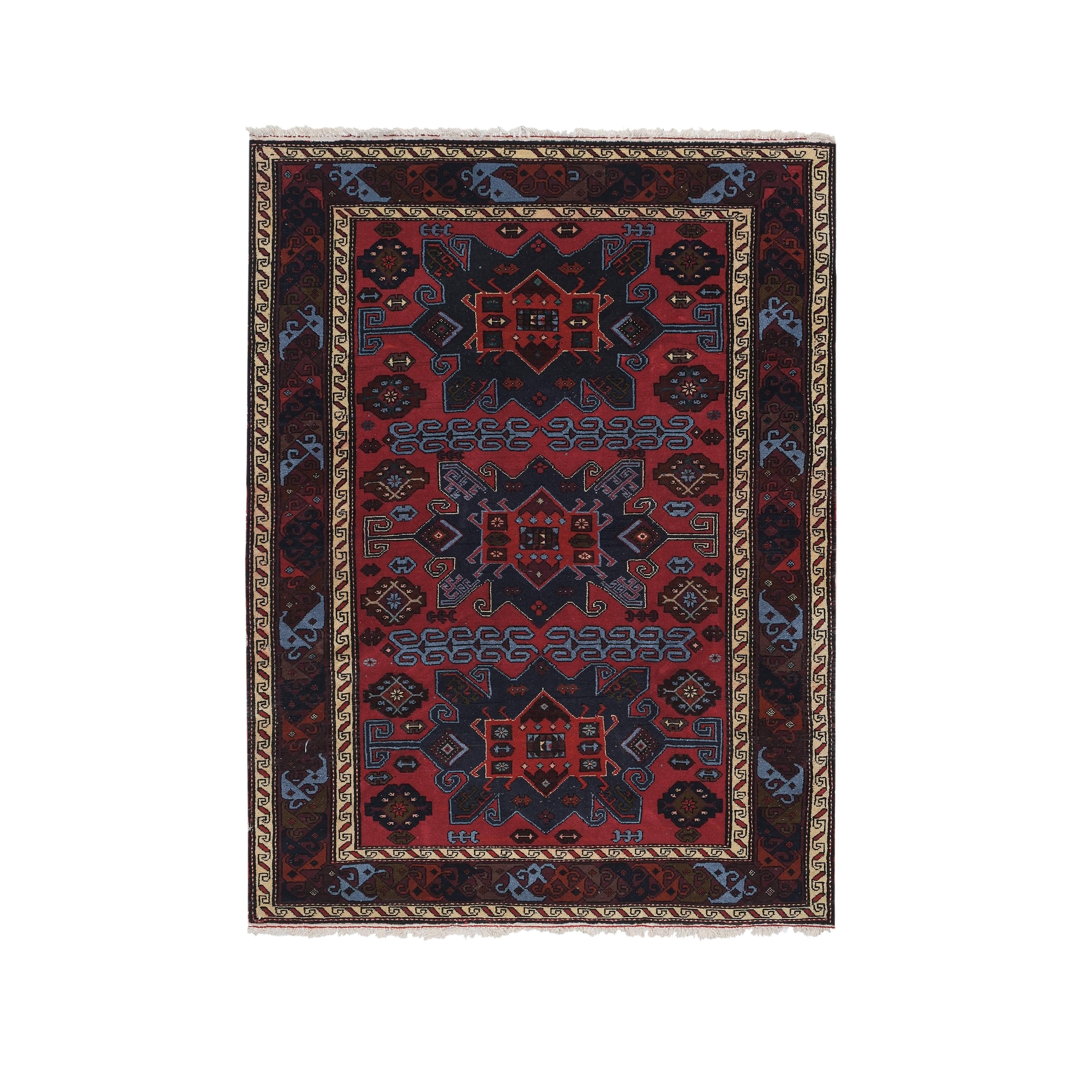 Vintage Caucasian Rug 4'3'' x 5'7''