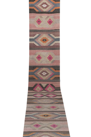 Vintage Turkish Kilim Runner 2'7'' x 21'