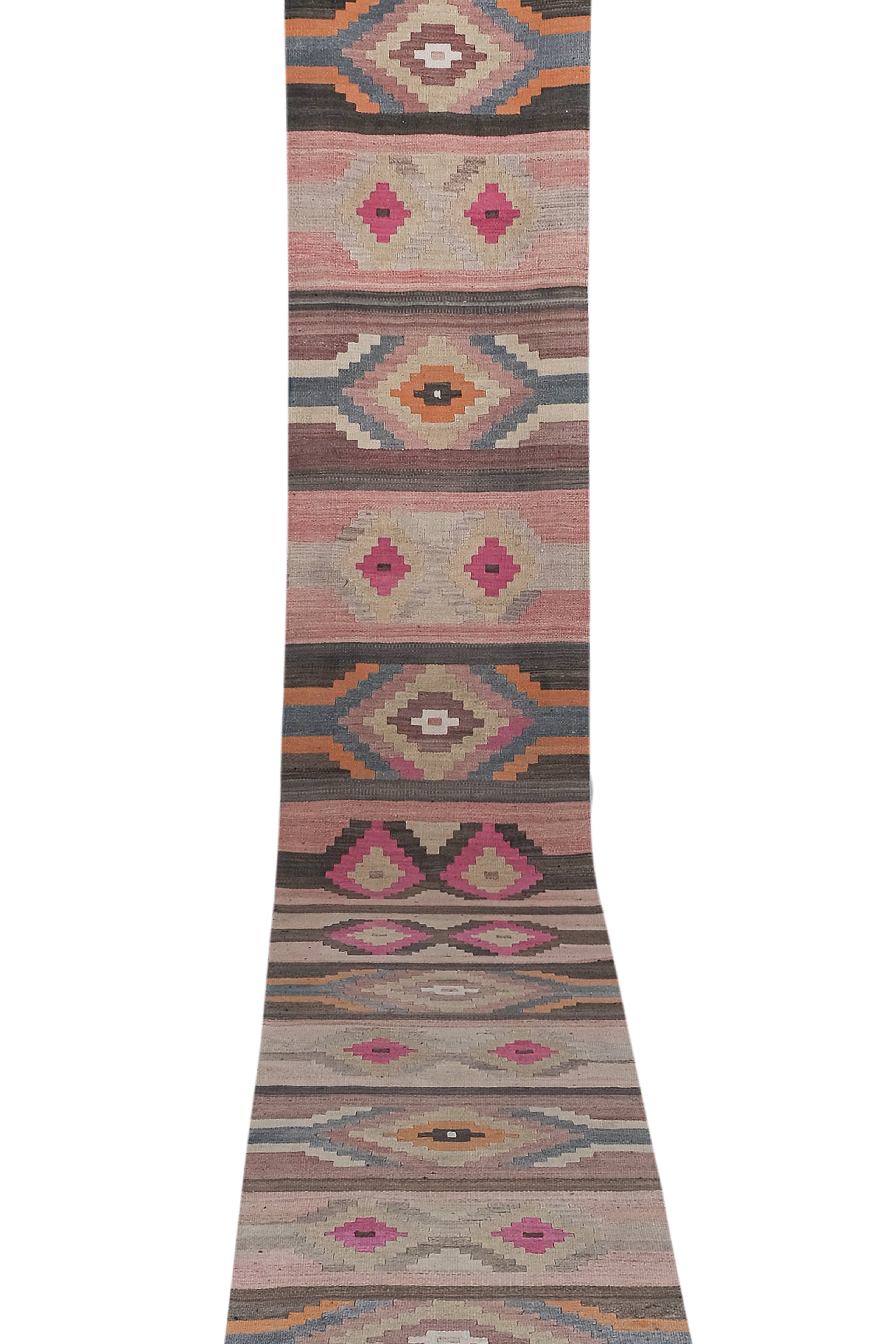 Vintage Turkish Kilim Runner 2'7'' x 21'