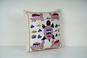 Turtle Suzani Pillow Cover | 18'' x 18''