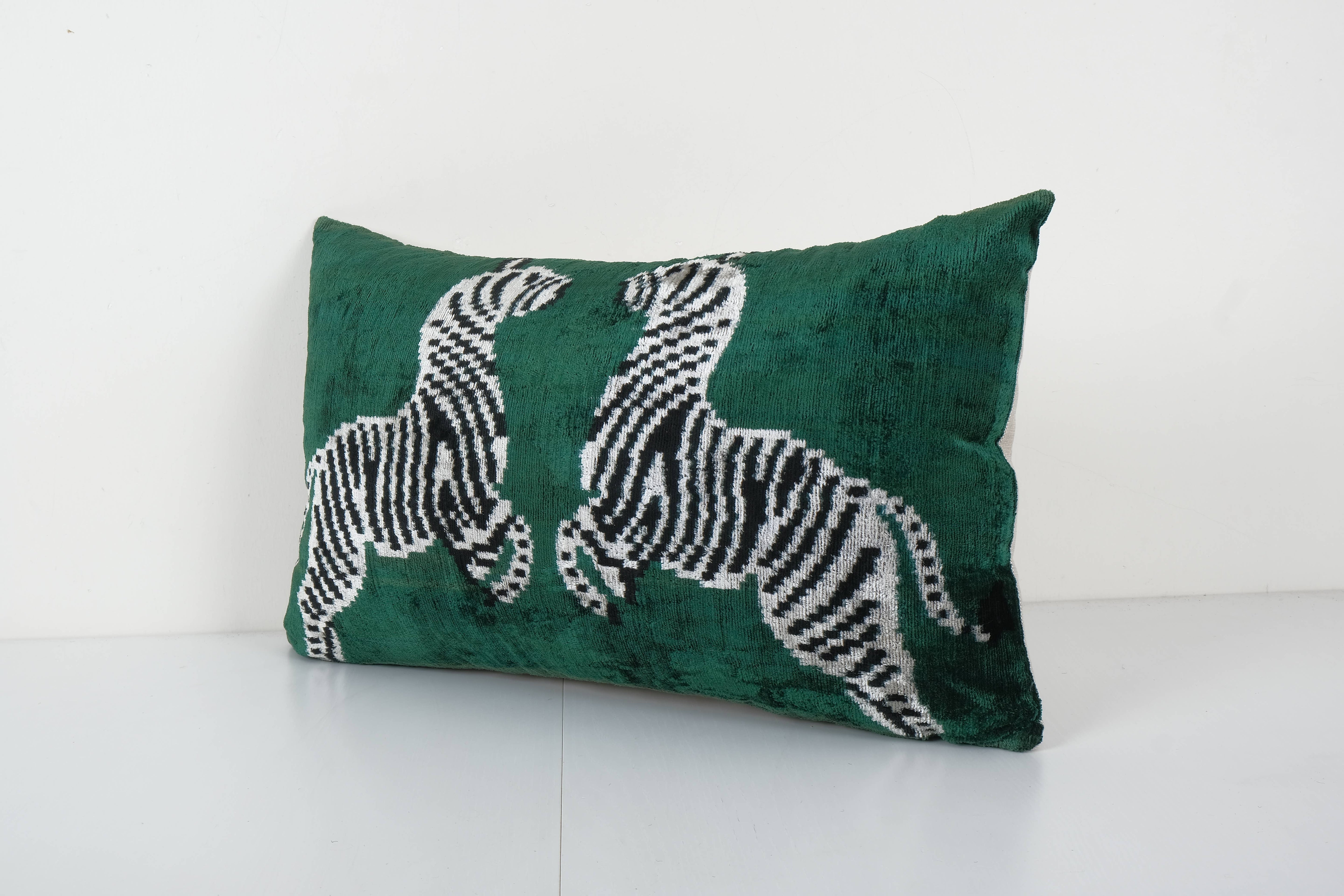 Silk Ikat Velvet Pillow Cover | 16'' x 24''