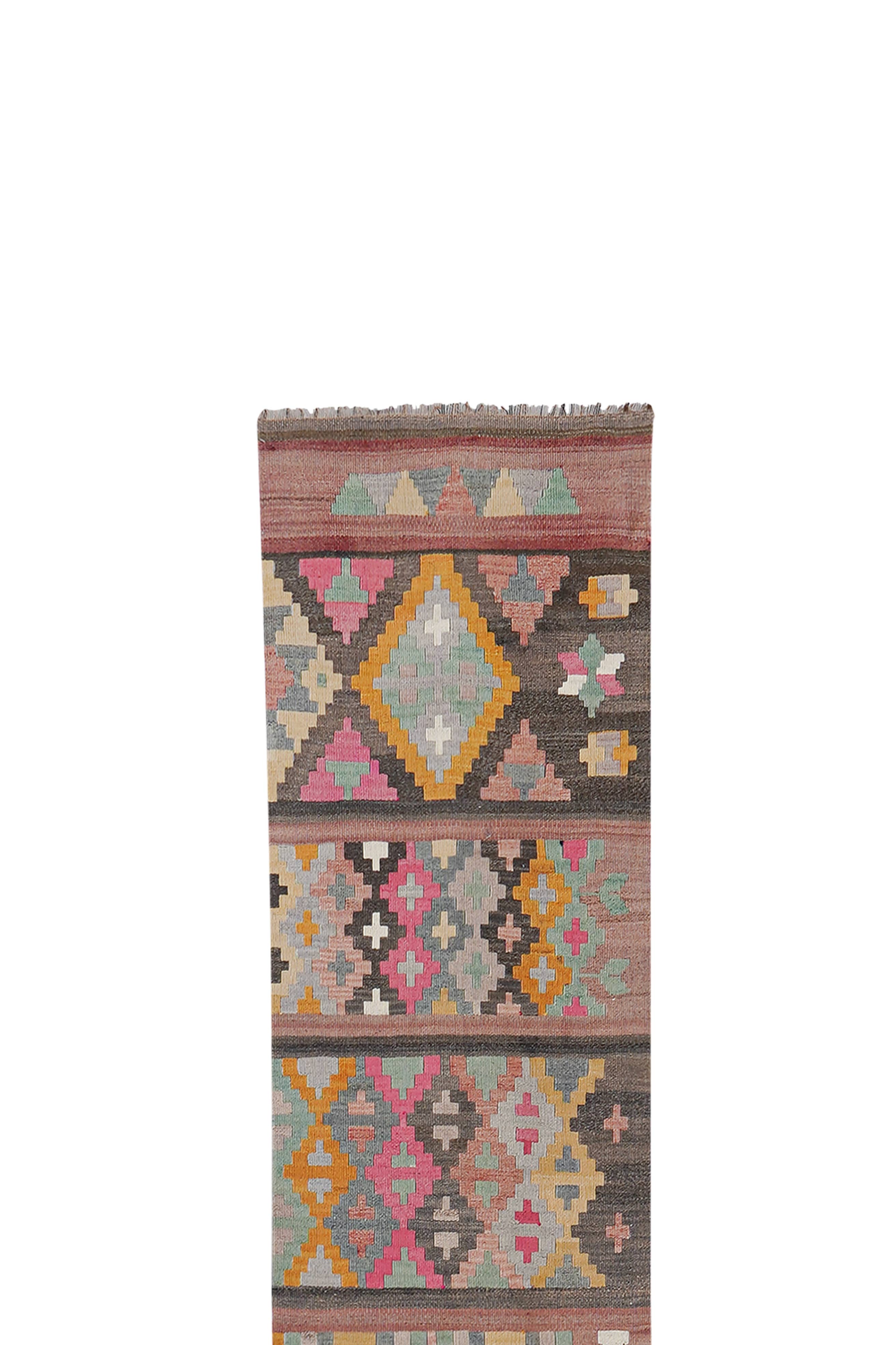 Vintage Turkish Kilim Runner 2'4'' x 12'6''