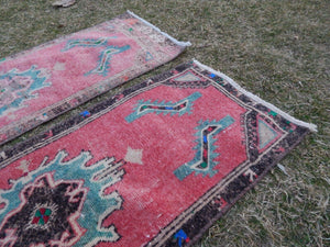 Vintage Turkish Yastik Rugs Set of 2 | 17'' x 44''
