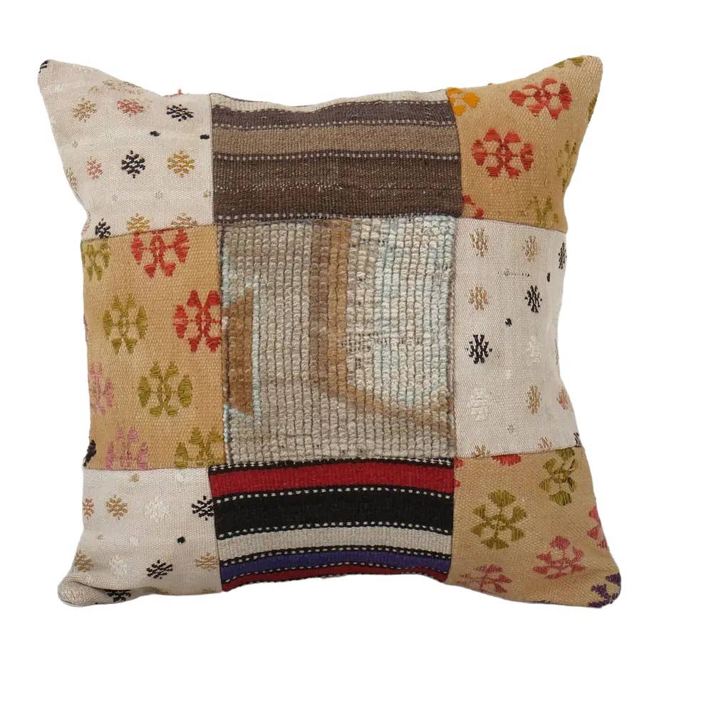 Kilim Patchwork Pillow Cover | 18'' x 18''