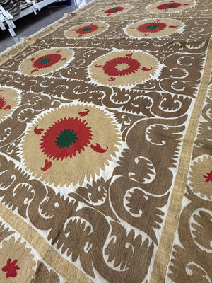 Hand-Embroidered Suzani Wall Hanging & Bedspread 7'5'' x 11'