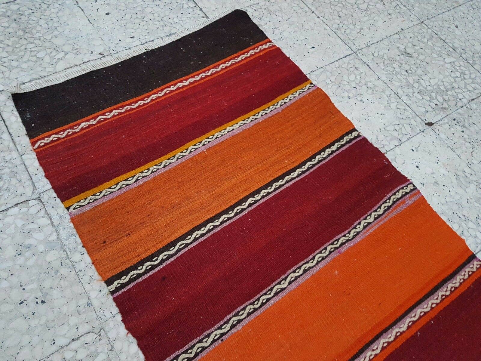 Vintage Turkish Kilim Runner 2'3'' x 8'8''