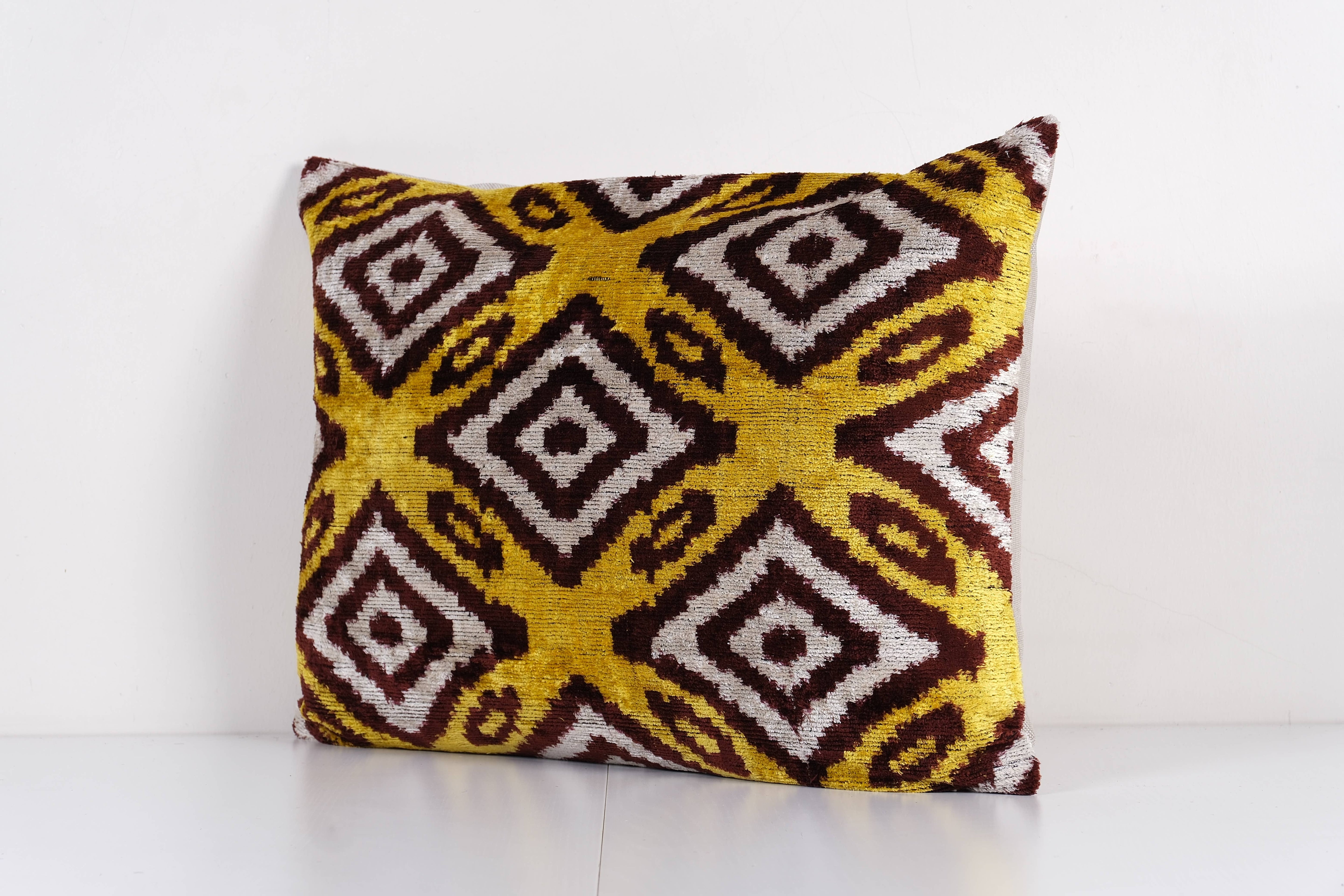 Silk Ikat Velvet Pillow Cover | 17'' x 22''