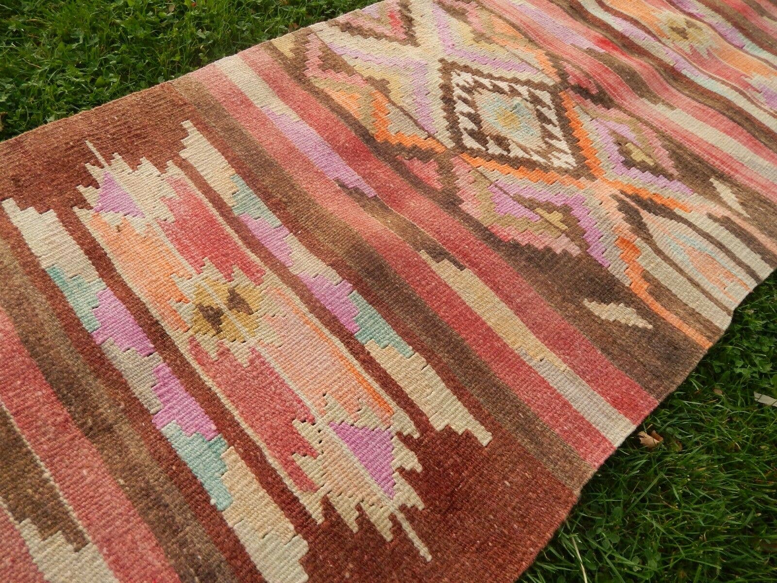 Vintage Kurdish Kilim Runner 2'7'' x 9'9''