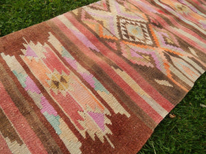 Vintage Kurdish Kilim Runner 2'7'' x 9'9''