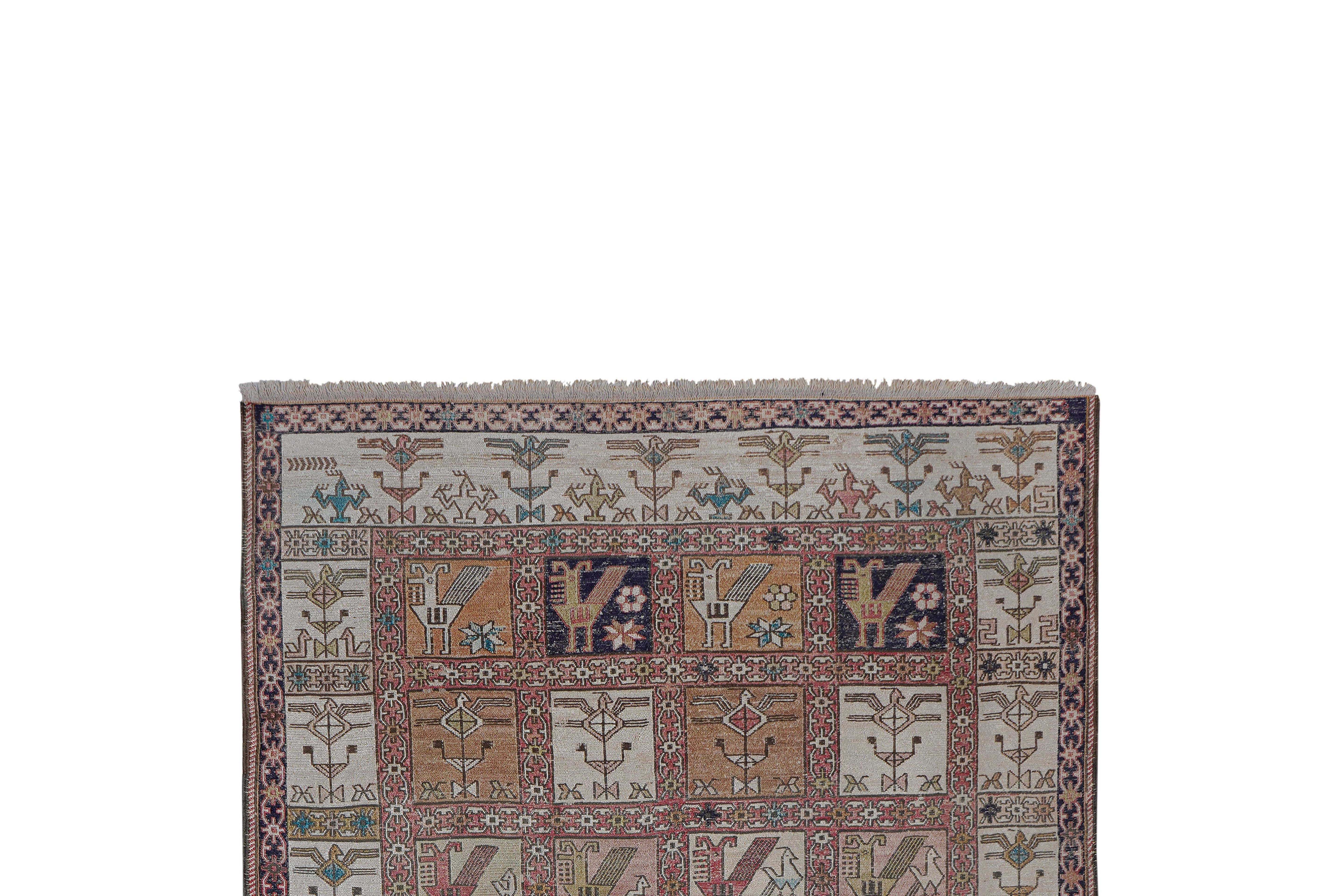 Vintage Turkish Soumac Kilim Rug 4'1'' x 5'8''