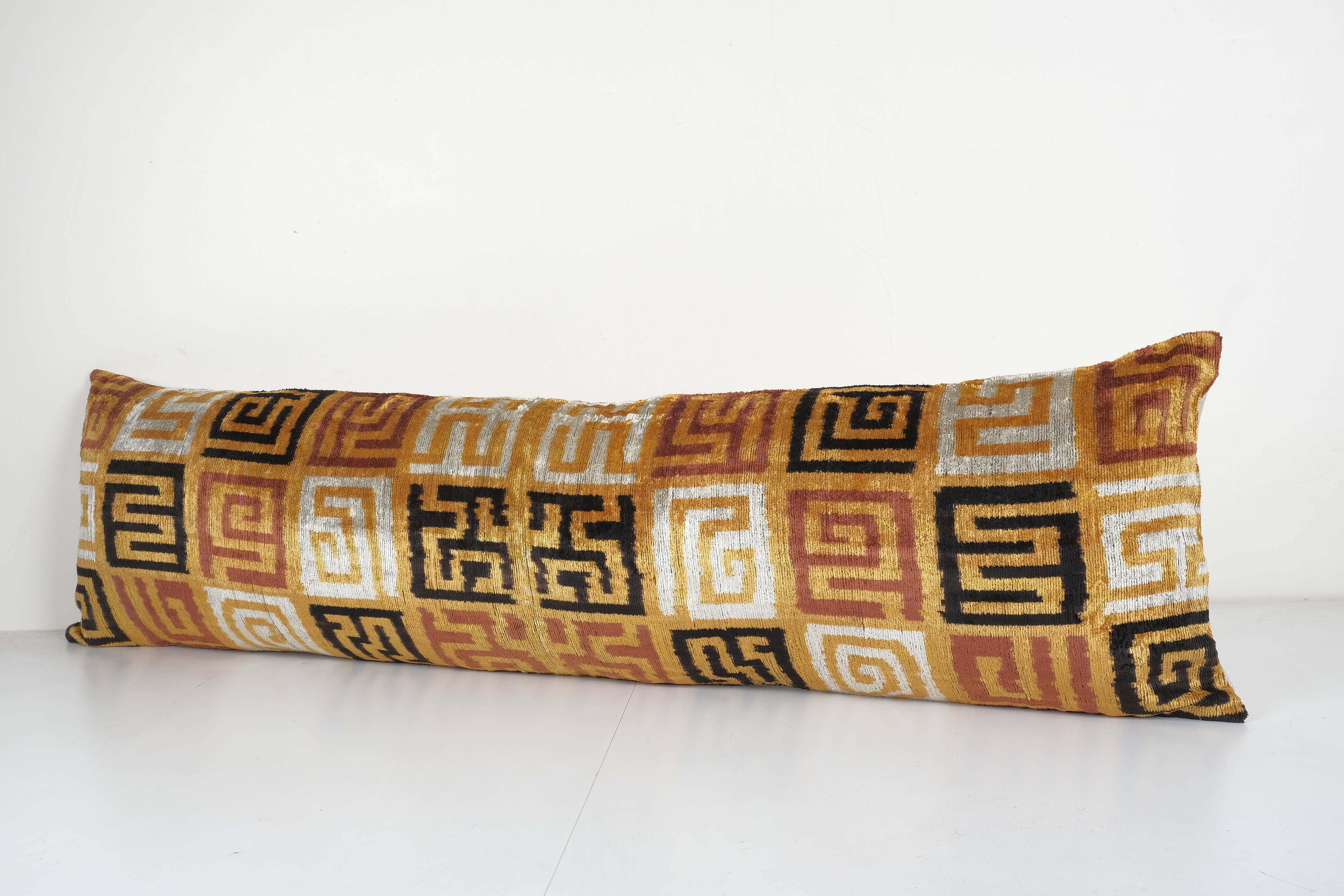 Silk Ikat Velvet Pillow Cover Set of 2 | 14'' x 51''