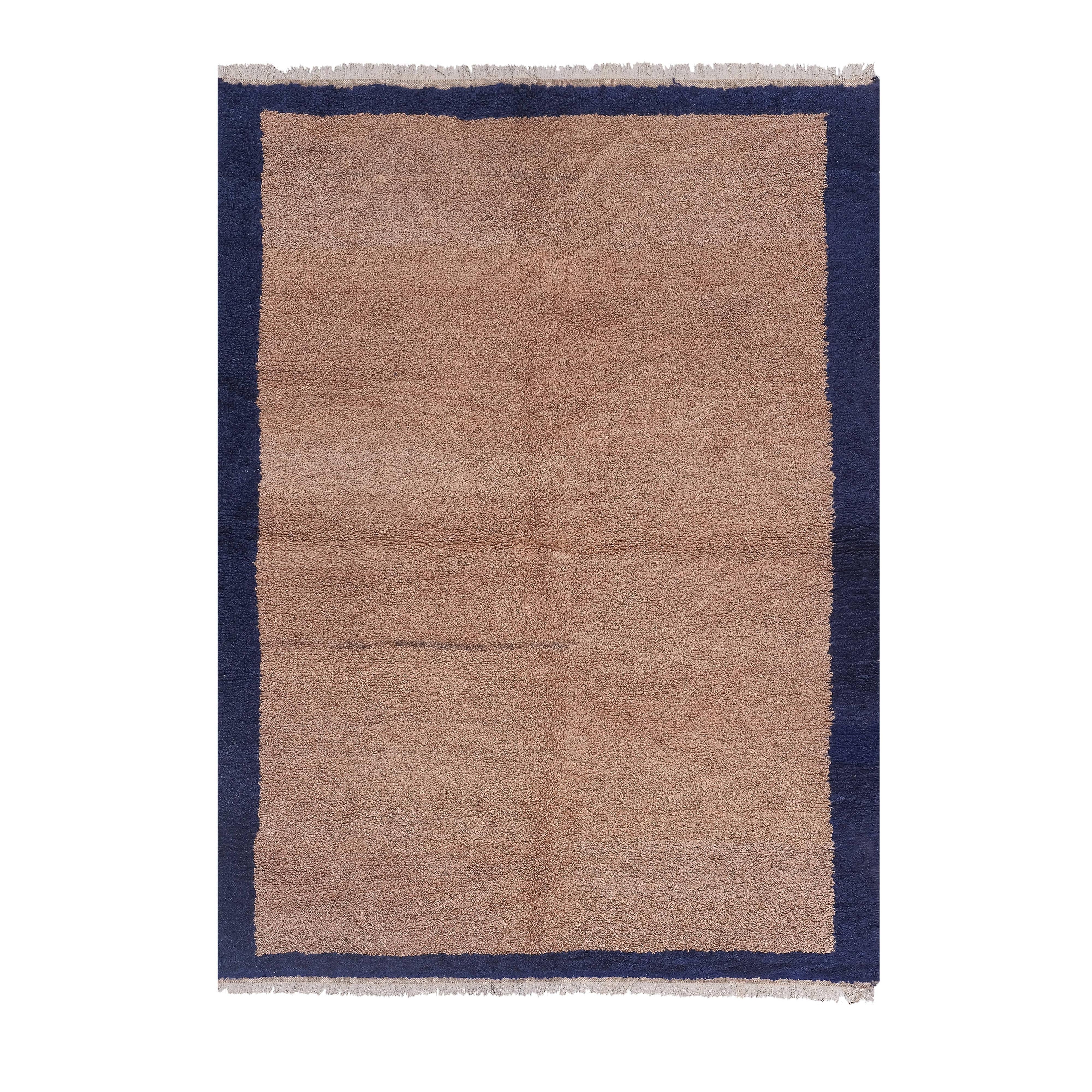 Vintage Checkered Turkish Tulu Rug 4'4'' x 5'11''