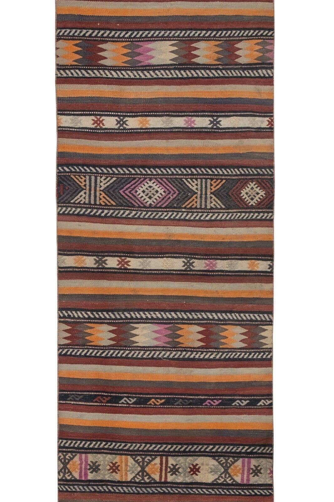 Vintage Turkish Kilim Runner 2'7'' x 16'10''