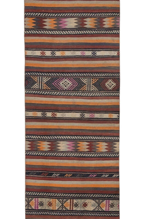Vintage Turkish Kilim Runner 2'7'' x 16'10''