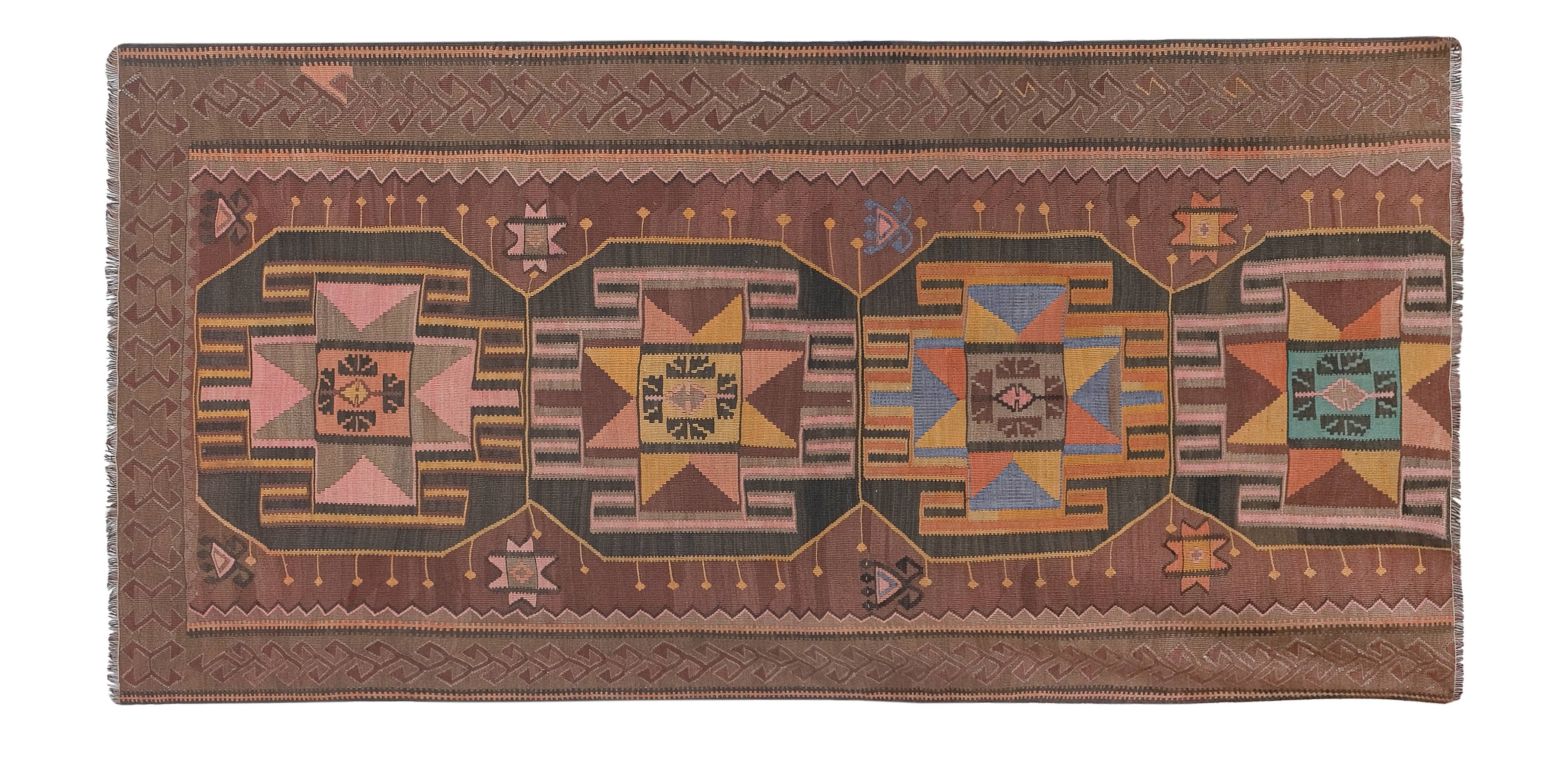 Vintage Kars Kilim Rug 4'4'' x 8'7''