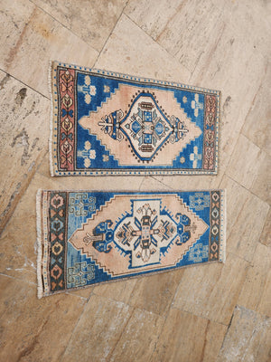 Vintage Turkish Yastik Rugs Set of 2 | 17'' x 39''